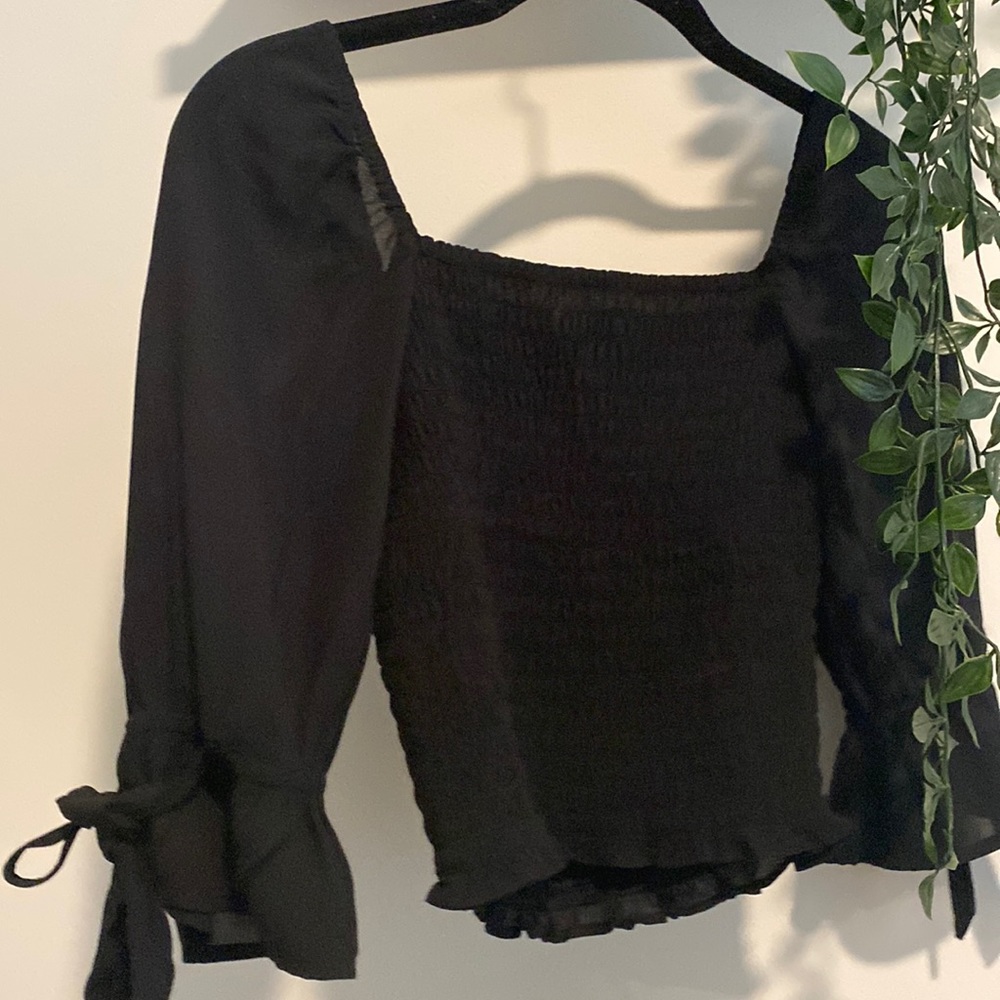 Abercrombie Black Square Neck Long Sleeves Top